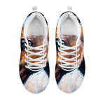 Dark Blue Horse Painting Print White Sneakers