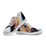 Dark Blue Horse Painting Print White Sneakers