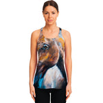 Dark Blue Horse Painting Print Women's Racerback Tank Top