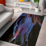 Dark Blue Horse Portrait Print Area Rug