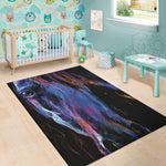 Dark Blue Horse Portrait Print Area Rug