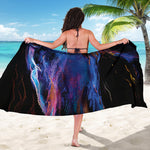 Dark Blue Horse Portrait Print Beach Sarong Wrap