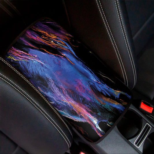 Dark Blue Horse Portrait Print Car Center Console Cover