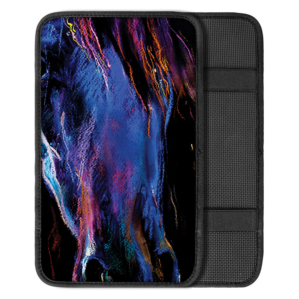 Dark Blue Horse Portrait Print Car Center Console Cover