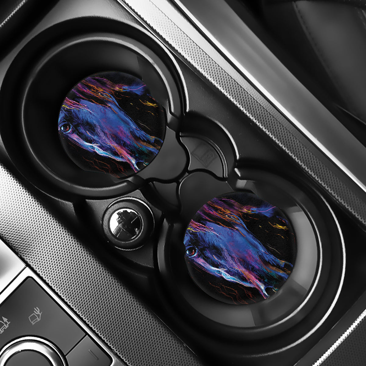 Dark Blue Horse Portrait Print Car Coasters