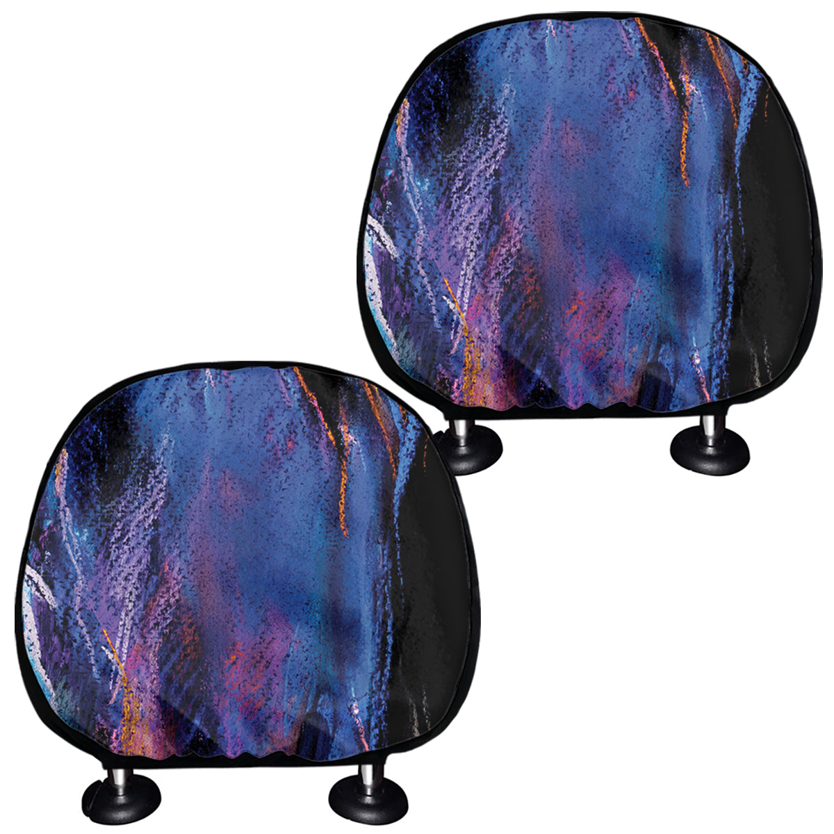 Dark Blue Horse Portrait Print Car Headrest Covers