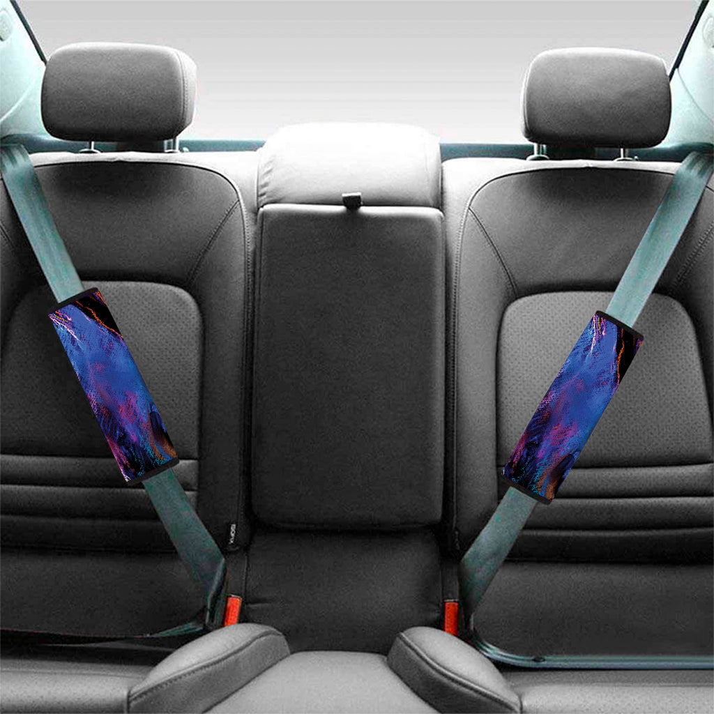 Dark Blue Horse Portrait Print Car Seat Belt Covers