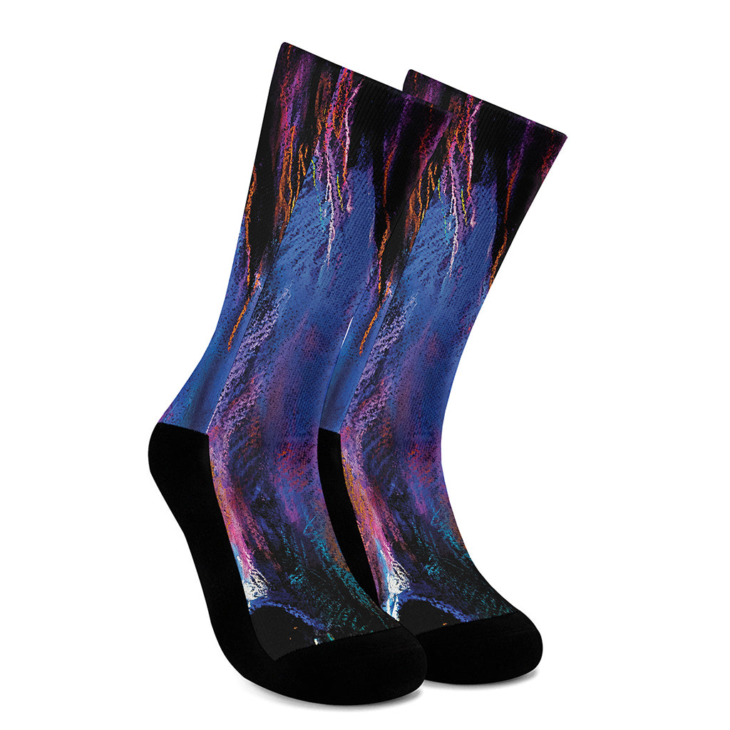 Dark Blue Horse Portrait Print Crew Socks