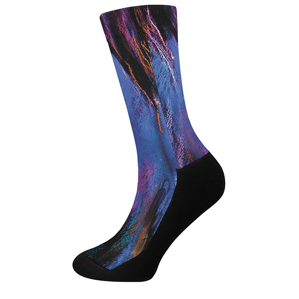 Dark Blue Horse Portrait Print Crew Socks