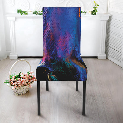 Dark Blue Horse Portrait Print Dining Chair Slipcover