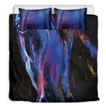Dark Blue Horse Portrait Print Duvet Cover Bedding Set