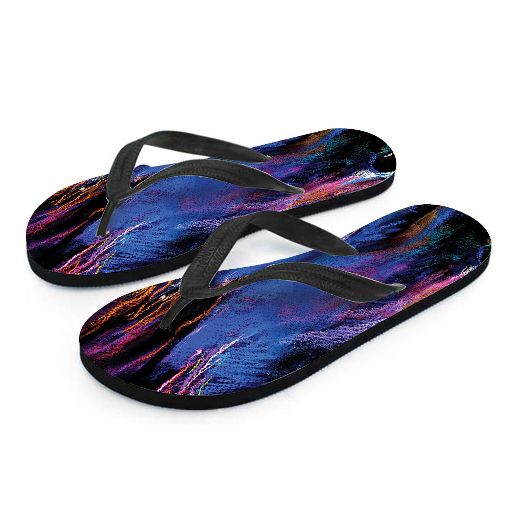 Dark Blue Horse Portrait Print Flip Flops