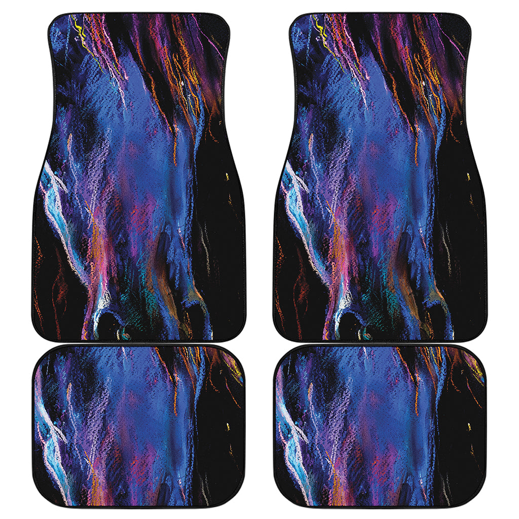 Dark Blue Horse Portrait Print Front and Back Car Floor Mats