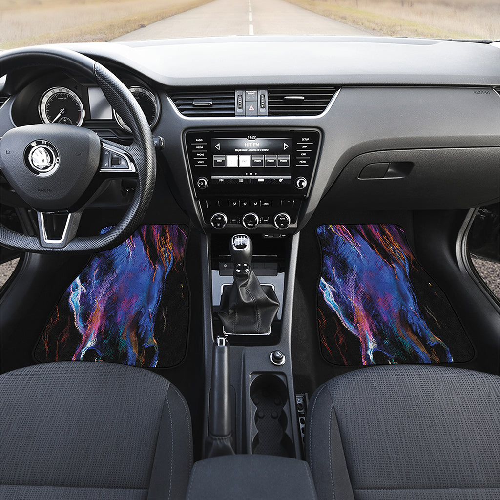Dark Blue Horse Portrait Print Front and Back Car Floor Mats
