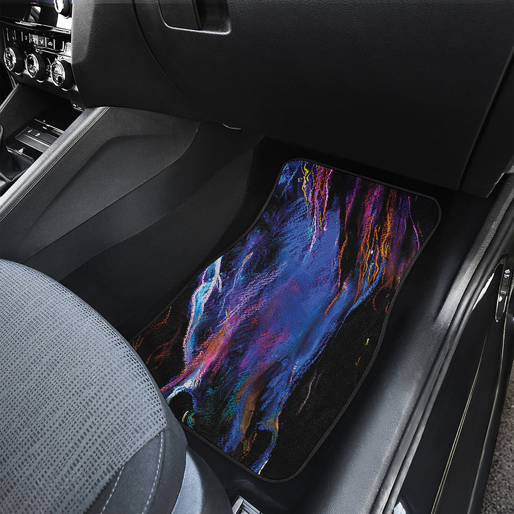 Dark Blue Horse Portrait Print Front and Back Car Floor Mats
