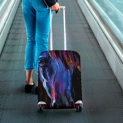 Dark Blue Horse Portrait Print Luggage Cover