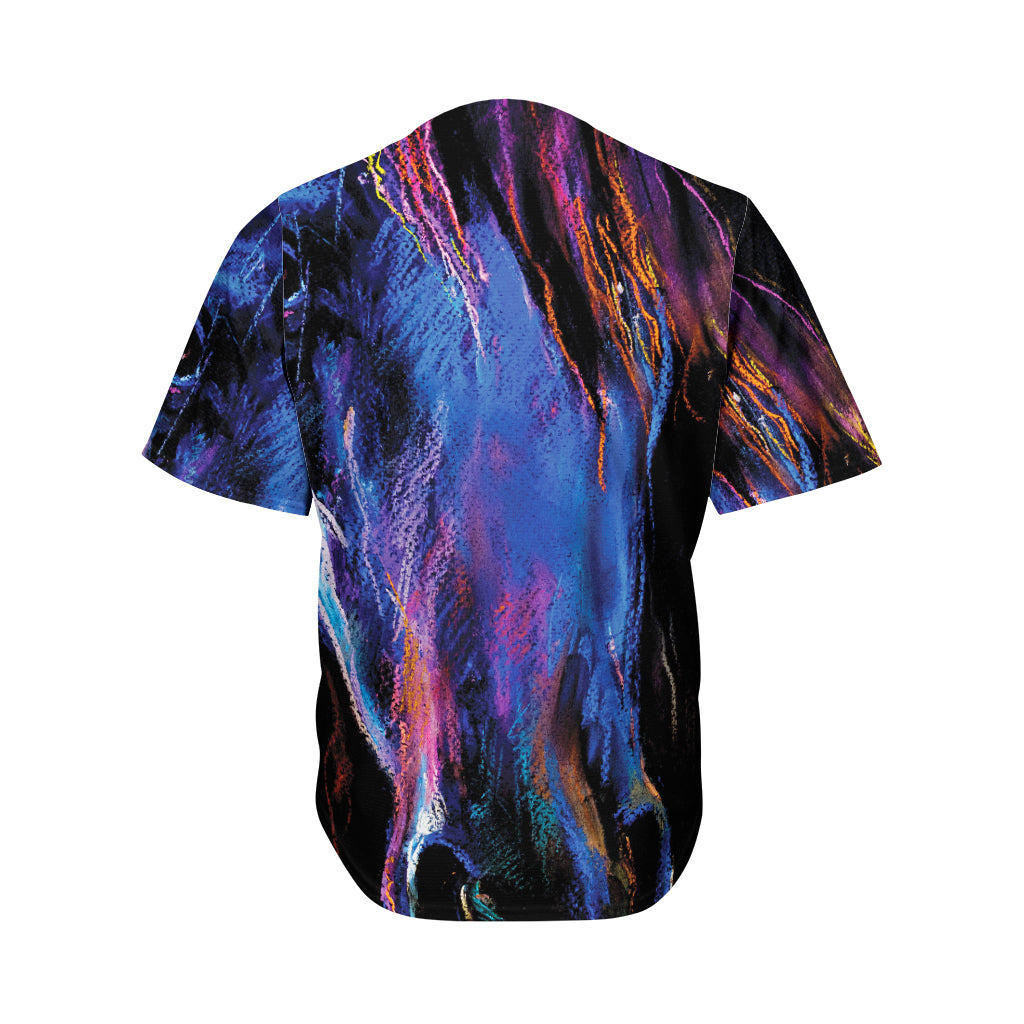 Dark Blue Horse Portrait Print Men's Baseball Jersey