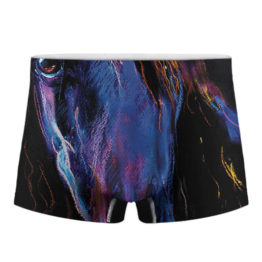 Dark Blue Horse Portrait Print Men's Boxer Briefs