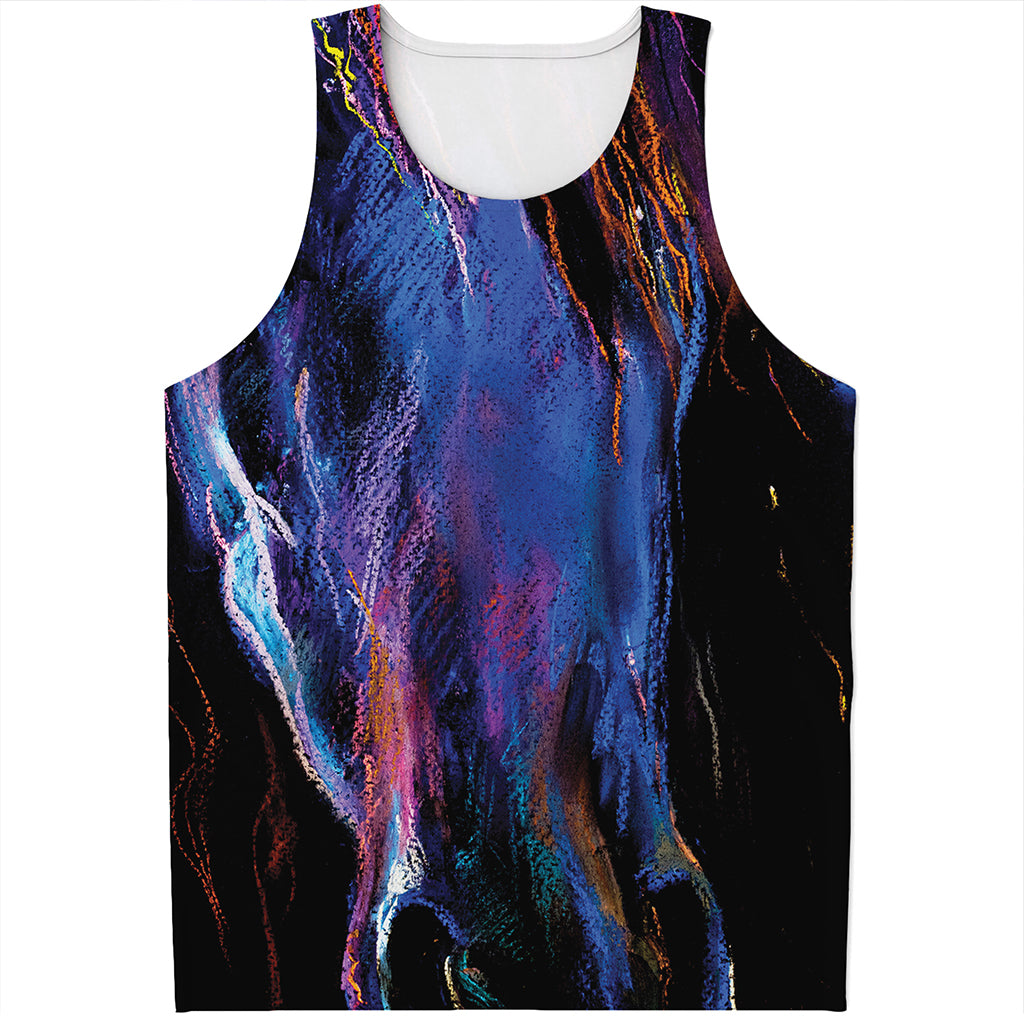 Dark Blue Horse Portrait Print Men's Tank Top