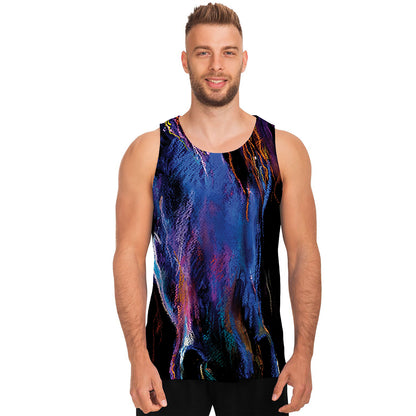 Dark Blue Horse Portrait Print Men's Tank Top
