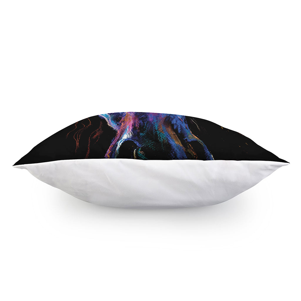 Dark Blue Horse Portrait Print Pillow Cover