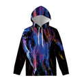 Dark Blue Horse Portrait Print Pullover Hoodie