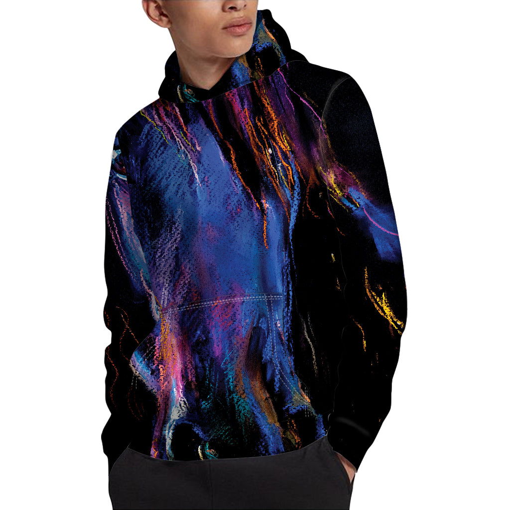 Dark Blue Horse Portrait Print Pullover Hoodie