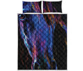 Dark Blue Horse Portrait Print Quilt Bed Set