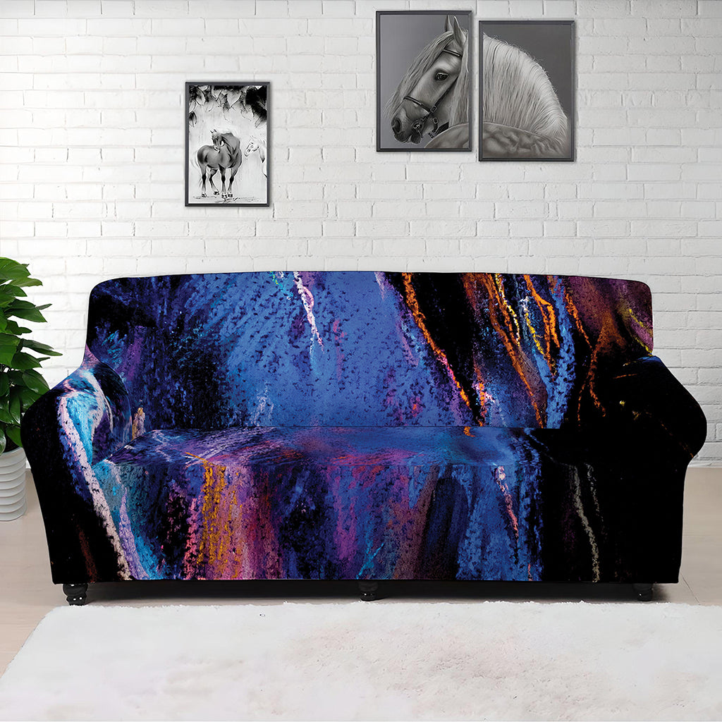 Dark Blue Horse Portrait Print Sofa Cover