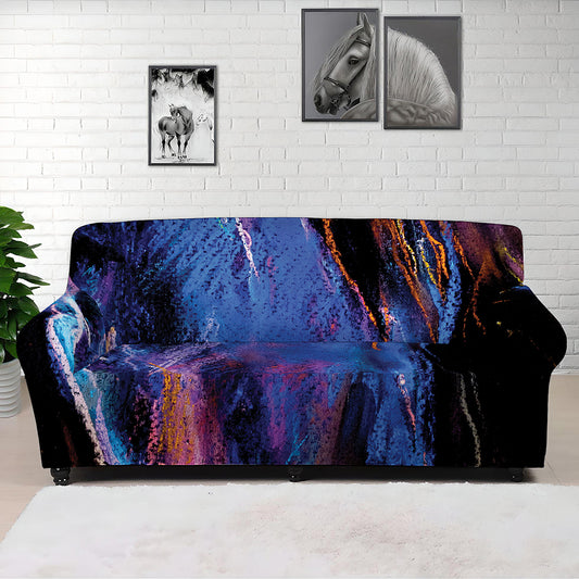 Dark Blue Horse Portrait Print Sofa Cover
