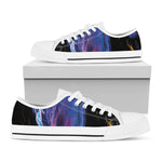 Dark Blue Horse Portrait Print White Low Top Shoes