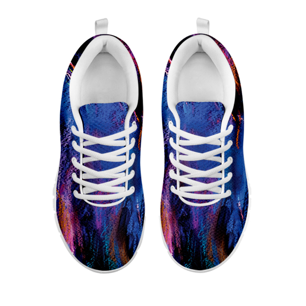 Dark Blue Horse Portrait Print White Sneakers