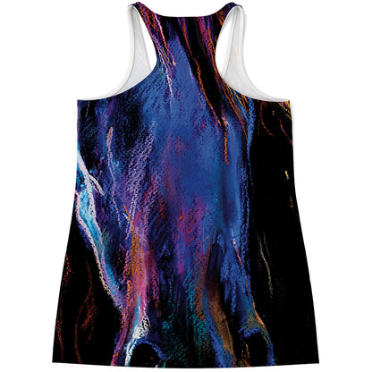 Dark Blue Horse Portrait Print Women's Racerback Tank Top