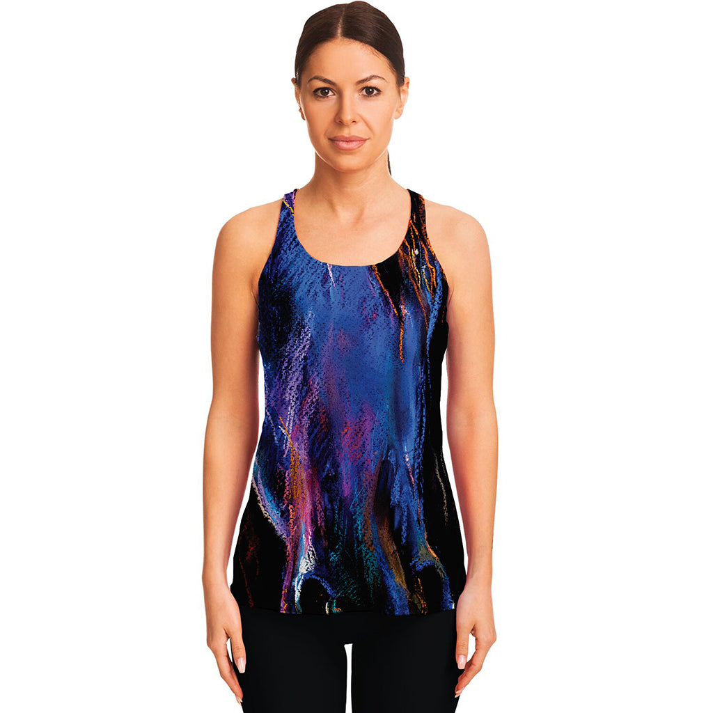 Dark Blue Horse Portrait Print Women's Racerback Tank Top