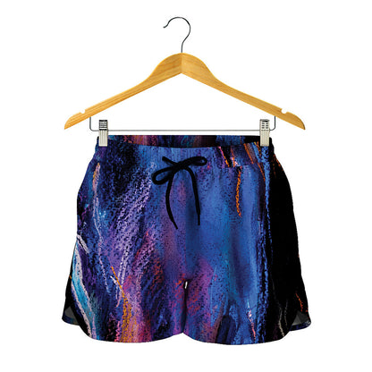 Dark Blue Horse Portrait Print Women's Shorts