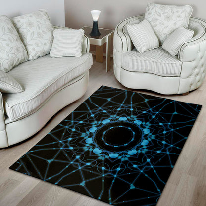 Dark Blue Kaleidoscope Print Area Rug