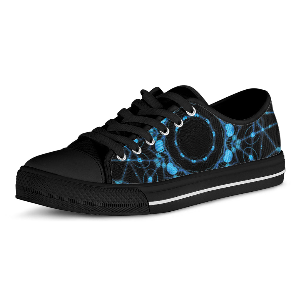 Dark Blue Kaleidoscope Print Black Low Top Shoes