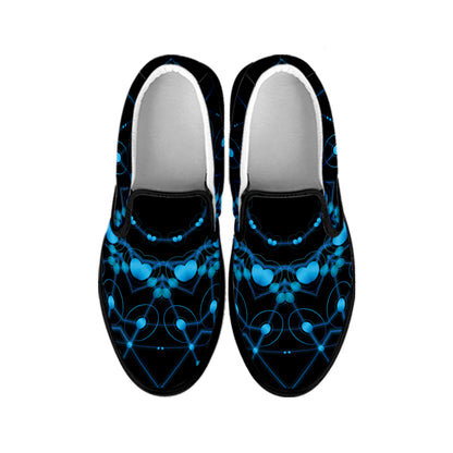 Dark Blue Kaleidoscope Print Black Slip On Shoes