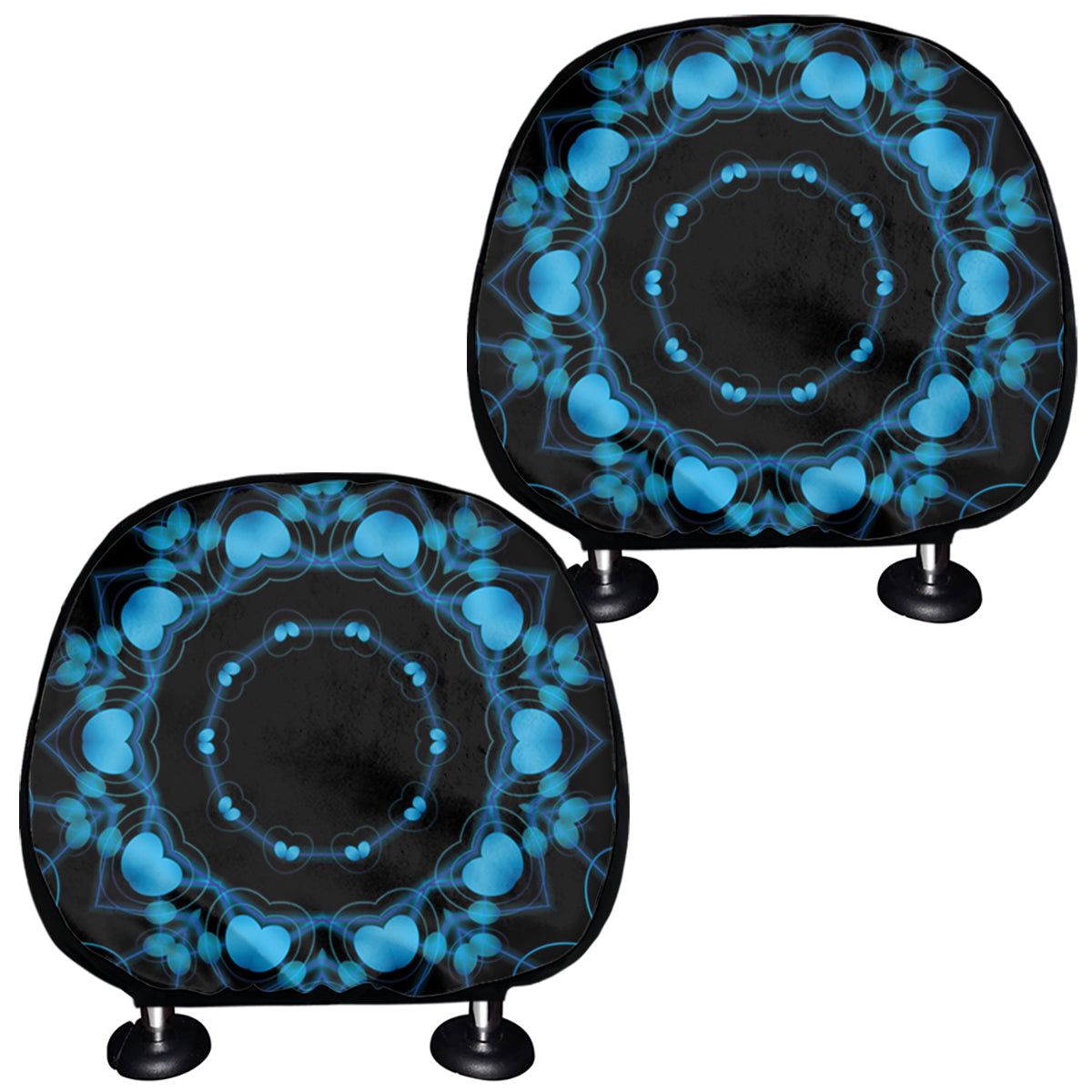 Dark Blue Kaleidoscope Print Car Headrest Covers