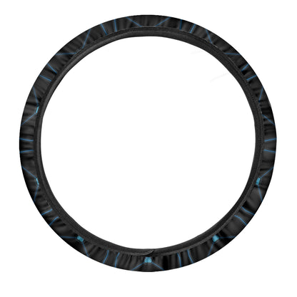Dark Blue Kaleidoscope Print Car Steering Wheel Cover