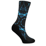 Dark Blue Kaleidoscope Print Crew Socks