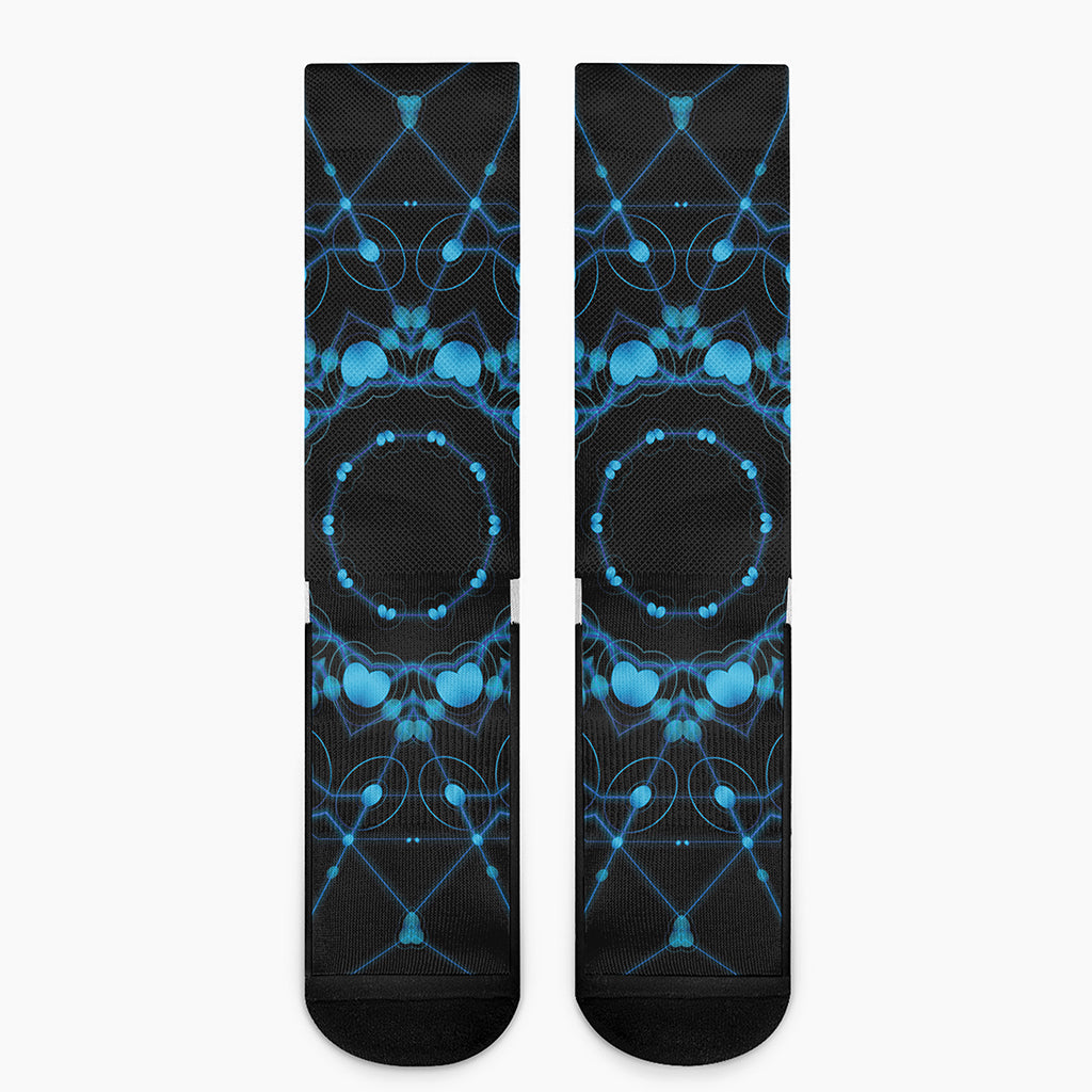 Dark Blue Kaleidoscope Print Crew Socks