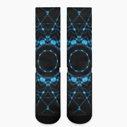 Dark Blue Kaleidoscope Print Crew Socks