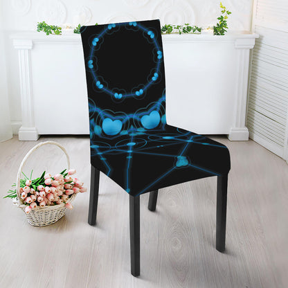 Dark Blue Kaleidoscope Print Dining Chair Slipcover