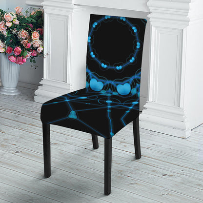 Dark Blue Kaleidoscope Print Dining Chair Slipcover