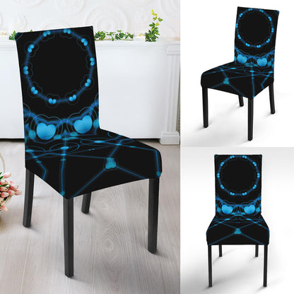 Dark Blue Kaleidoscope Print Dining Chair Slipcover