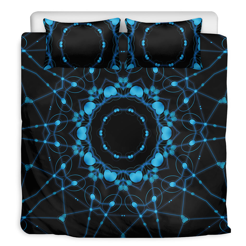 Dark Blue Kaleidoscope Print Duvet Cover Bedding Set