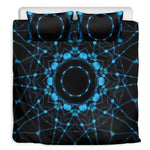 Dark Blue Kaleidoscope Print Duvet Cover Bedding Set