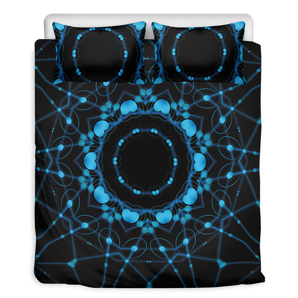 Dark Blue Kaleidoscope Print Duvet Cover Bedding Set