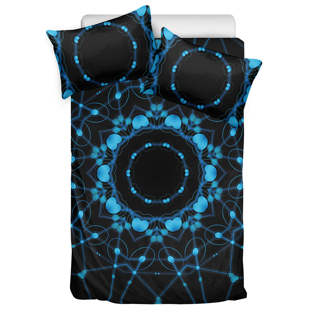 Dark Blue Kaleidoscope Print Duvet Cover Bedding Set